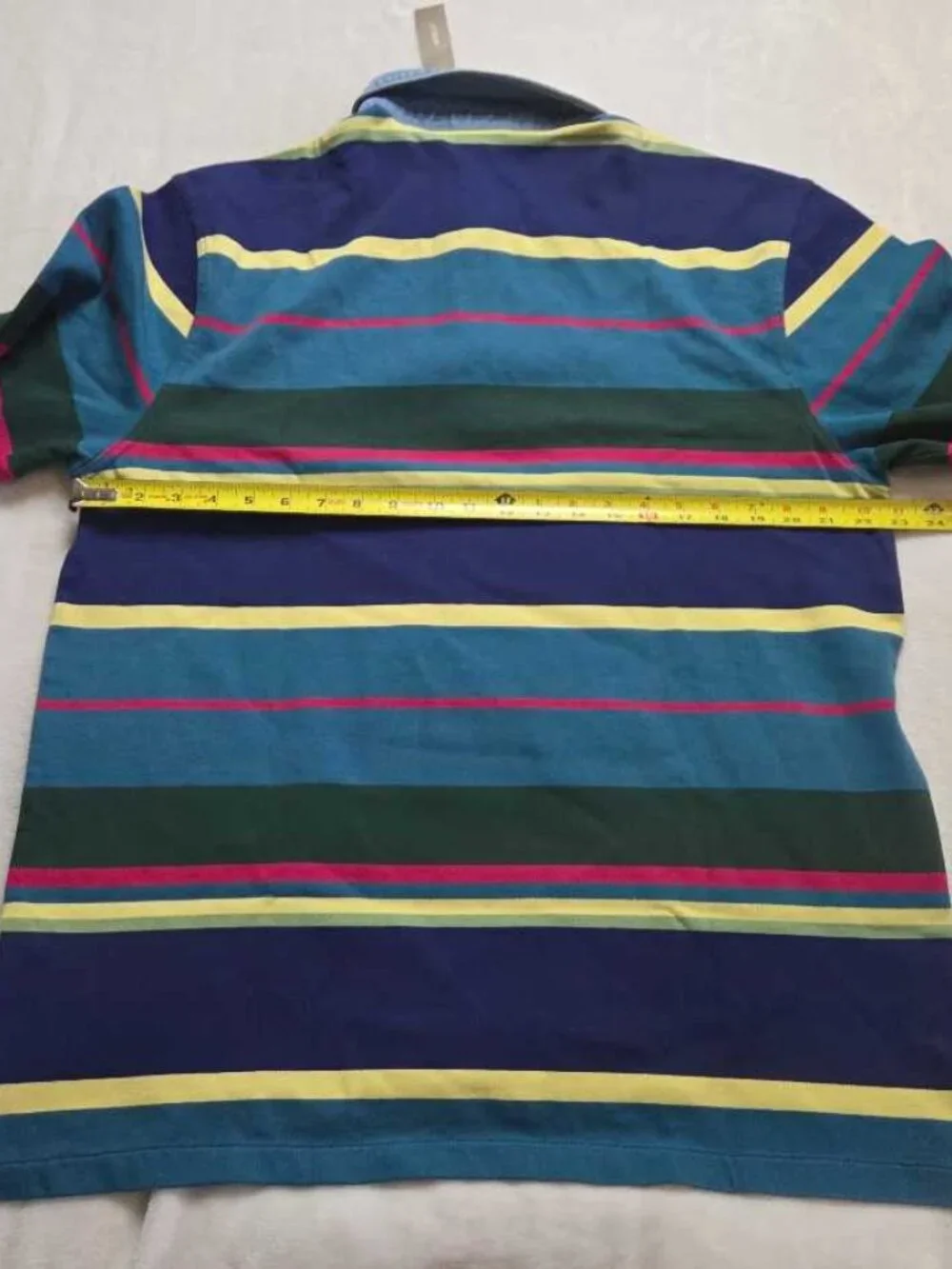 New L J.Crew Rugby longsleeve polo shirt in stripe with denim collar